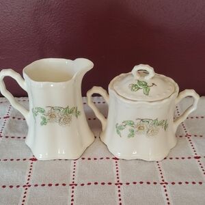 Vintage Crooksville China Floral Cream and Sugar Set